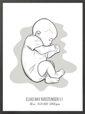 Birth poster / fødselsplakat 1:1 - Fosterstilling blå fødselstavler