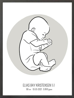 Birth poster / fødselsplakat 1:1 - Fosterstilling blå fødselstavler