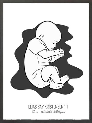 Birth poster / fødselsplakat 1:1 - Fosterstilling blå fødselstavler