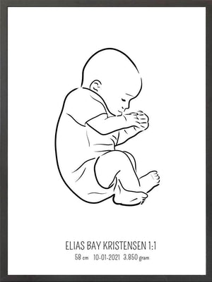 Birth poster / fødselsplakat 1:1 - Fosterstilling blå fødselstavler