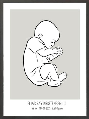 Birth poster / fødselsplakat 1:1 - Fosterstilling blå fødselstavler