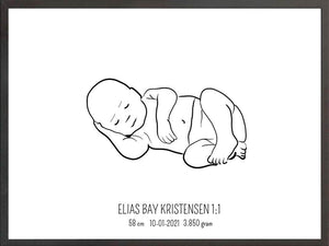 Birth poster / fødselsplakat 1:1 - Liggende blå fødselstavler