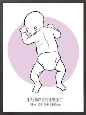 Birth poster / fødselsplakat 1:1 - På maven blå fødselstavler