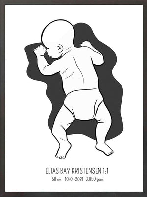 Birth poster / fødselsplakat 1:1 - På maven blå fødselstavler