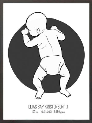 Birth poster / fødselsplakat 1:1 - På maven blå fødselstavler