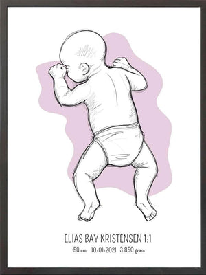 Birth poster / fødselsplakat 1:1 - På maven blå fødselstavler