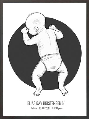 Birth poster / fødselsplakat 1:1 - På maven blå fødselstavler