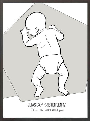 Birth poster / fødselsplakat 1:1 - På maven lyserød fødselstavler