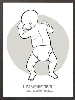 Birth poster / fødselsplakat 1:1 - På maven lyserød fødselstavler