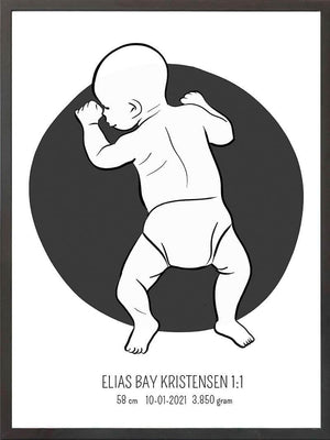 Birth poster / fødselsplakat 1:1 - På maven lyserød fødselstavler