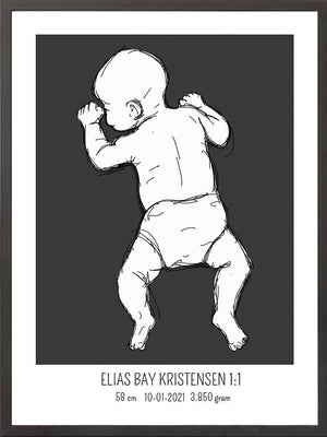 Birth poster / fødselsplakat 1:1 - På maven lyserød fødselstavler