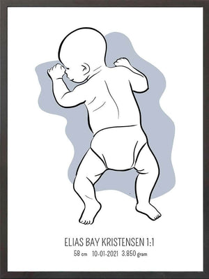 Birth poster / fødselsplakat 1:1 - På maven lyserød fødselstavler