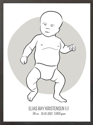 Birth poster / fødselsplakat 1:1 - Tumling blå fødselstavler