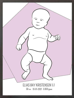 Birth poster / fødselsplakat 1:1 - Tumling blå fødselstavler