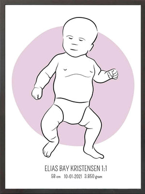 Birth poster / fødselsplakat 1:1 - Tumling blå fødselstavler