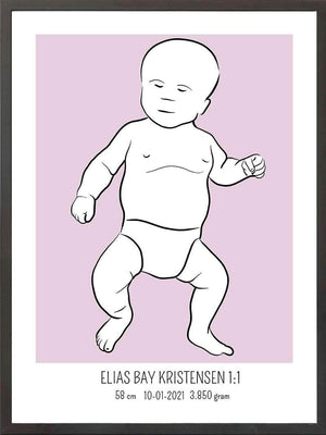 Birth poster / fødselsplakat 1:1 - Tumling blå fødselstavler