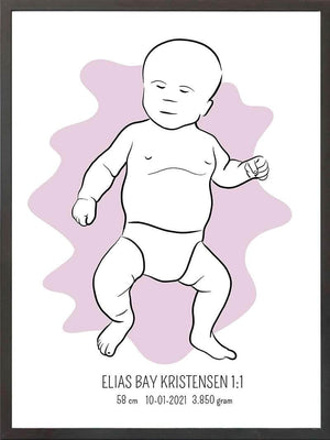 Birth poster / fødselsplakat 1:1 - Tumling blå fødselstavler