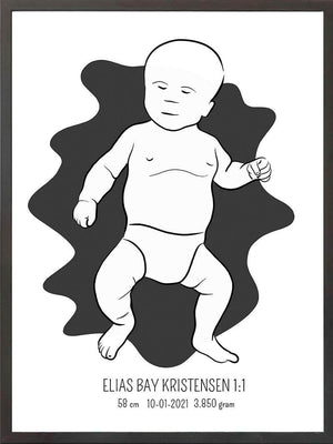 Birth poster / fødselsplakat 1:1 - Tumling blå fødselstavler