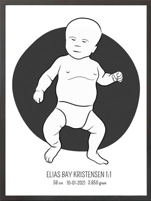 Birth poster / fødselsplakat 1:1 - Tumling blå fødselstavler