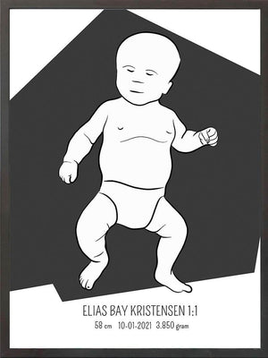 Birth poster / fødselsplakat 1:1 - Tumling blå fødselstavler