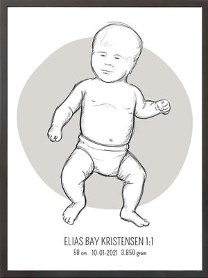 Birth poster / fødselsplakat 1:1 - Tumling blå fødselstavler