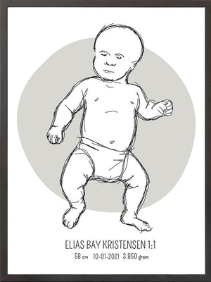 Birth poster / fødselsplakat 1:1 - Tumling blå fødselstavler