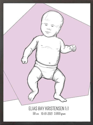 Birth poster / fødselsplakat 1:1 - Tumling blå fødselstavler