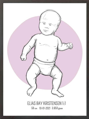 Birth poster / fødselsplakat 1:1 - Tumling blå fødselstavler