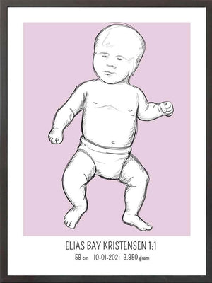 Birth poster / fødselsplakat 1:1 - Tumling blå fødselstavler