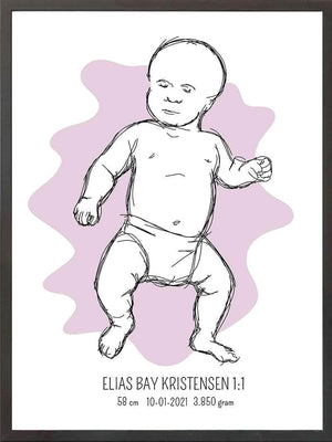 Birth poster / fødselsplakat 1:1 - Tumling blå fødselstavler