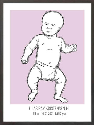 Birth poster / fødselsplakat 1:1 - Tumling blå fødselstavler