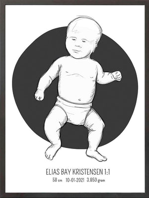 Birth poster / fødselsplakat 1:1 - Tumling blå fødselstavler