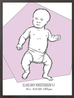 Birth poster / fødselsplakat 1:1 - Tumling blå fødselstavler