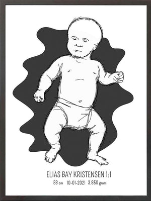 Birth poster / fødselsplakat 1:1 - Tumling blå fødselstavler