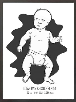 Birth poster / fødselsplakat 1:1 - Tumling lyserød fødselstavler