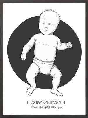 Birth poster / fødselsplakat 1:1 - Tumling lyserød fødselstavler