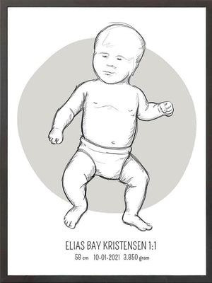 Birth poster / fødselsplakat 1:1 - Tumling lyserød fødselstavler