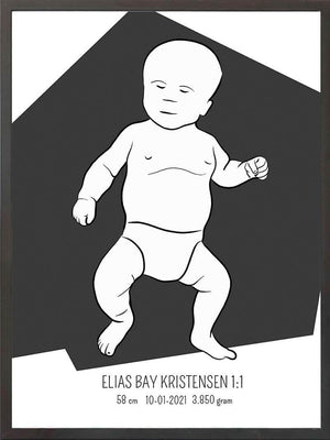 Birth poster / fødselsplakat 1:1 - Tumling lyserød fødselstavler