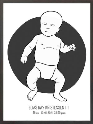 Birth poster / fødselsplakat 1:1 - Tumling lyserød fødselstavler