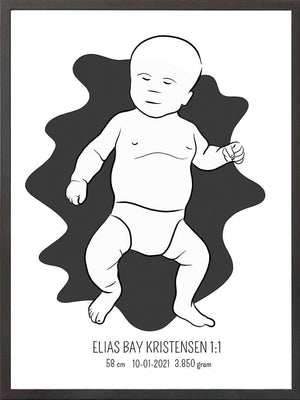 Birth poster / fødselsplakat 1:1 - Tumling lyserød fødselstavler