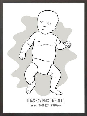 Birth poster / fødselsplakat 1:1 - Tumling lyserød fødselstavler