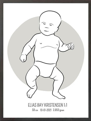 Birth poster / fødselsplakat 1:1 - Tumling lyserød fødselstavler