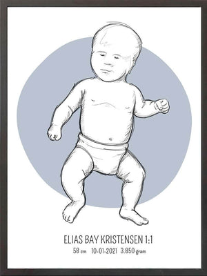 Birth poster / fødselsplakat 1:1 - Tumling lyserød fødselstavler