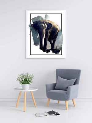 Elefant i skovlysning - Plakat dyr