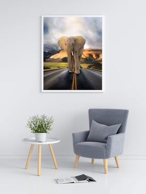 Elefant på vejen - Plakat dyr