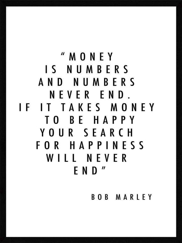 Money is numbers - Bob Marley Plakat citat