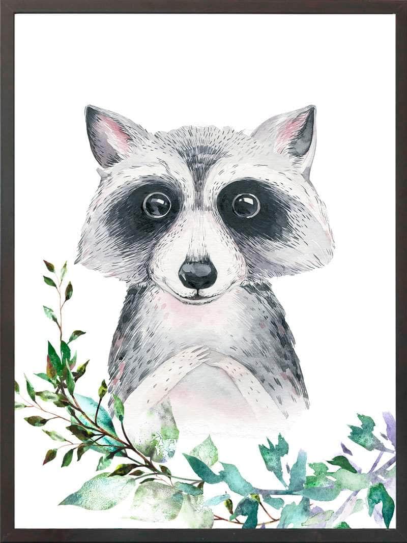 Portræt af en vaskebjørn børneplakat børneplakat