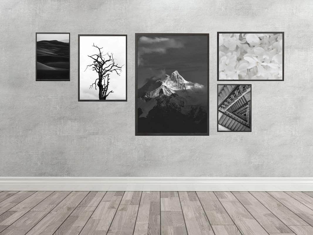 Sort/hvid billedvæggen verdenskort