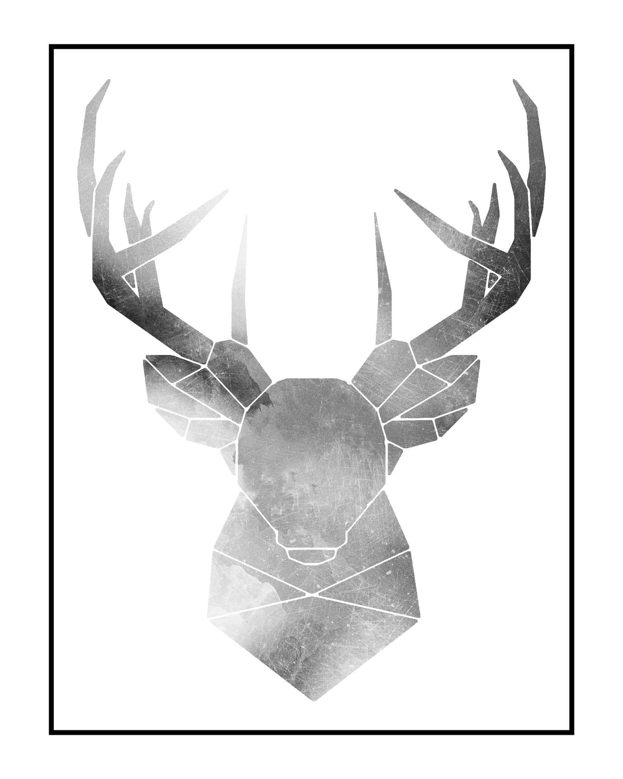 Univers og hjorten i sort/hvid - Plakat abstrakt