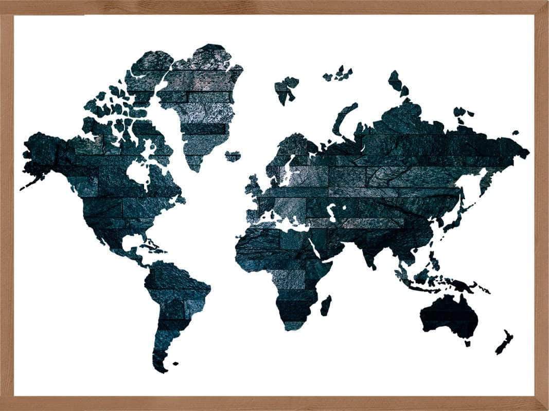 Verdenskort plakat - sort version verdenskort